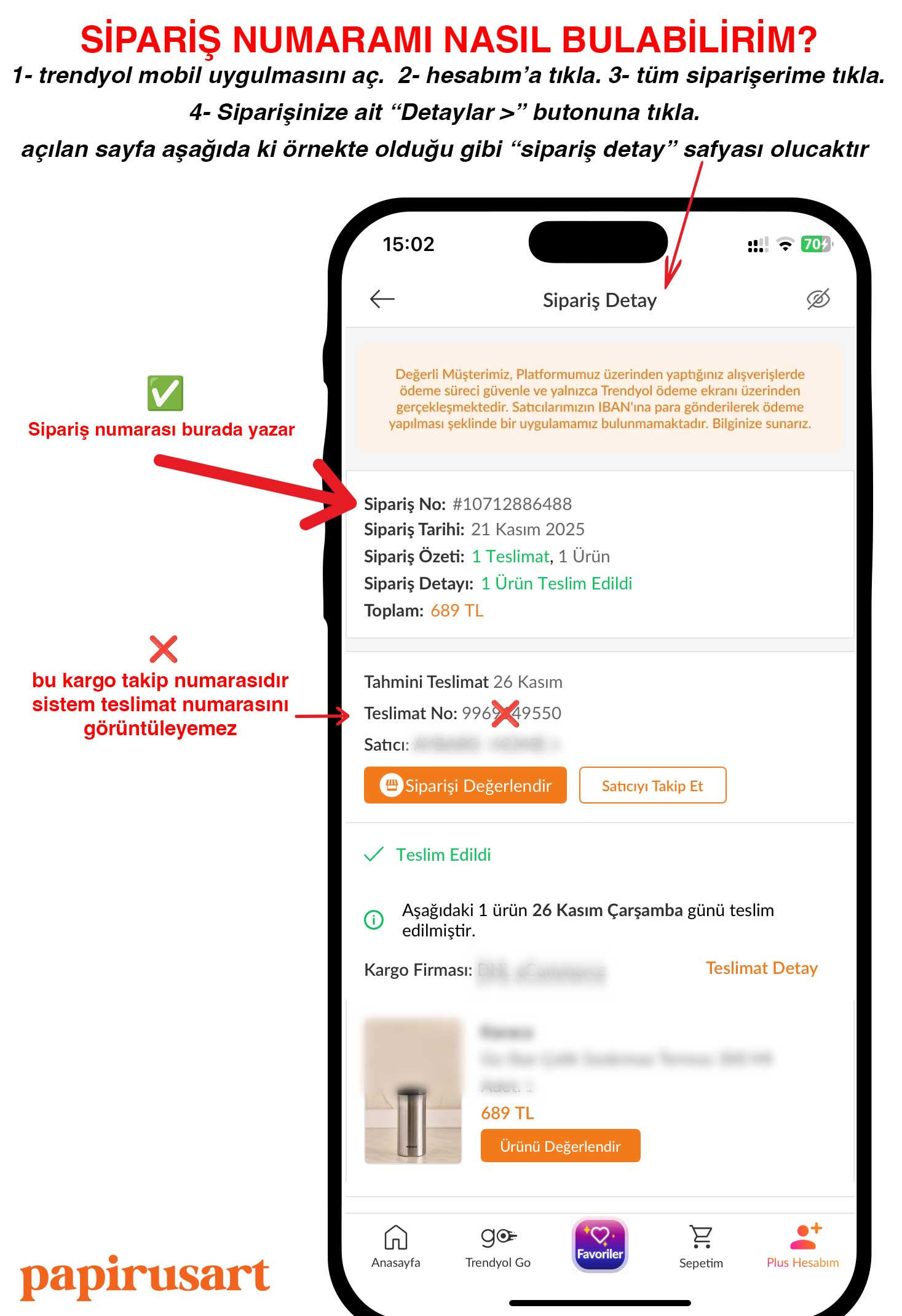 Sipariş numarası rehberi